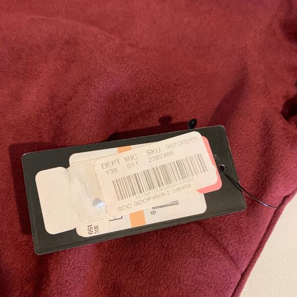 Guess Dress Womens 2 Wine Velvet Wide Puff Pouf Sleeve V Neck Back Zip Sheath - Picture 9 of 16